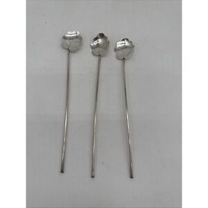 Vintage Sterling Silver Mexican Drink Stirrers Leaf Form Lot of 3